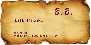 Balk Bianka névjegykártya